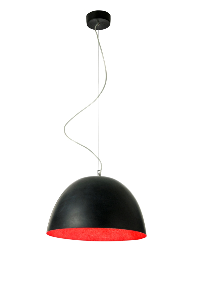 Lampada A Sospensione H2O Lavagna In-Es Artdesign Collezione Matt Colore Nero Rosso Dimensione 27,5 Cm  Diam. 46 Cm